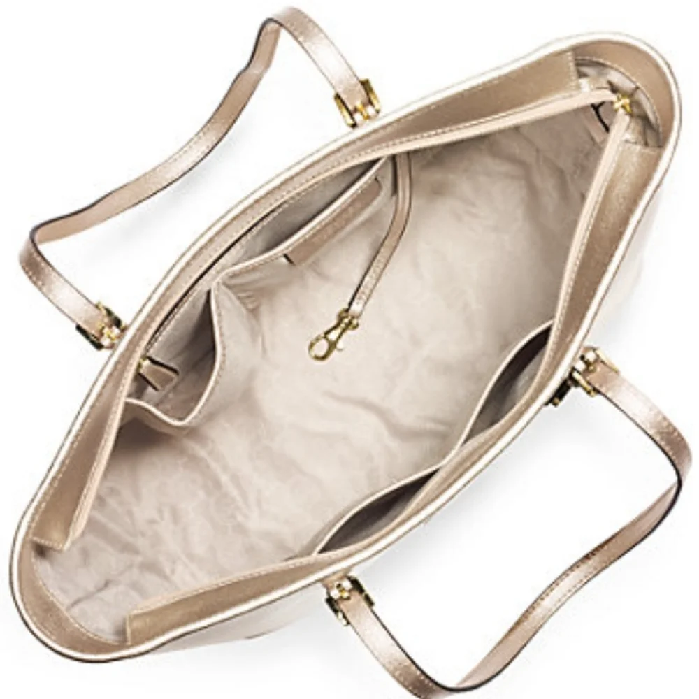 MICHAEL KORS Quinn Crosshatch Saffiano Texture Metallic Tote Bag